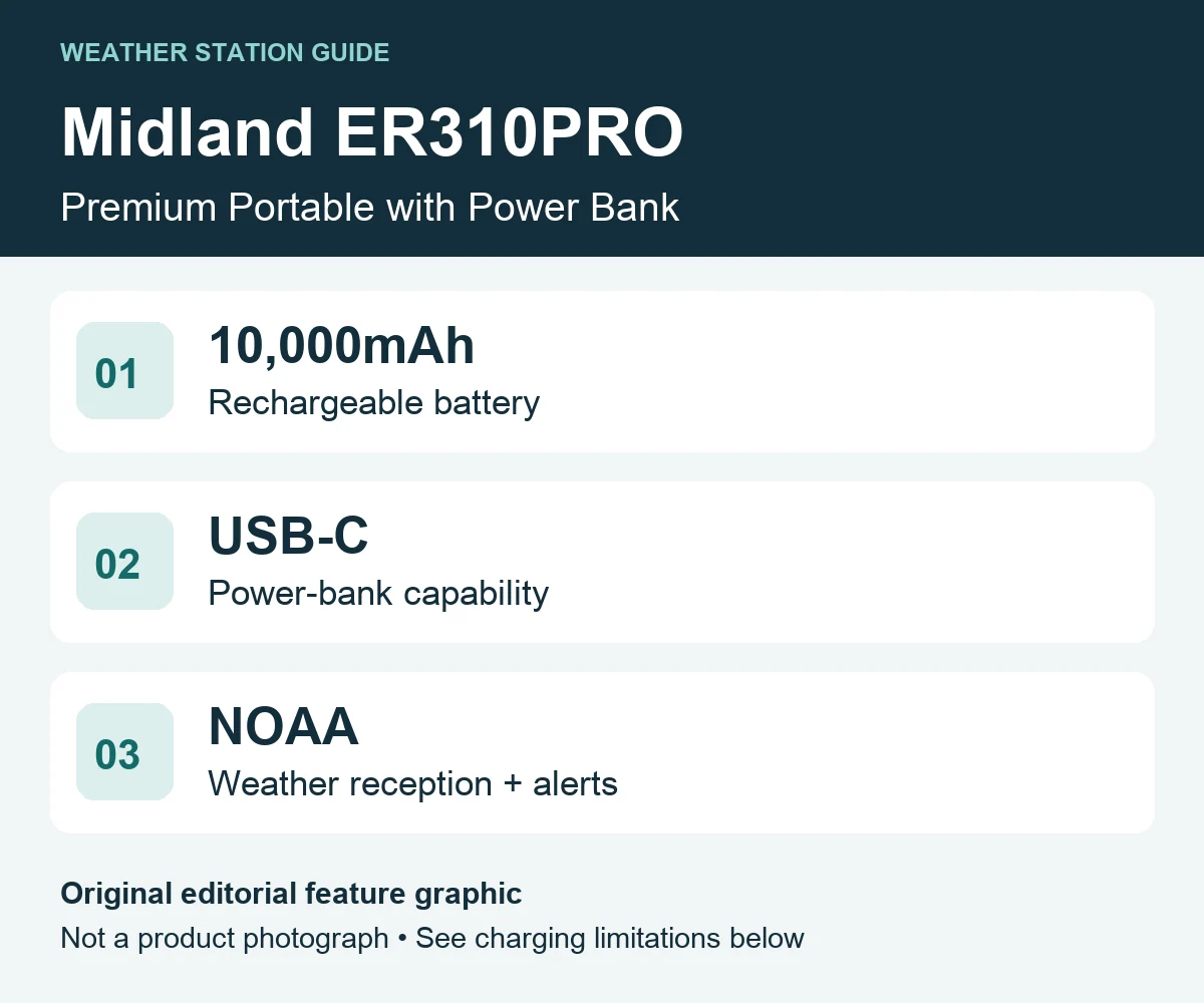 Midland ER310PRO emergency radio feature graphic